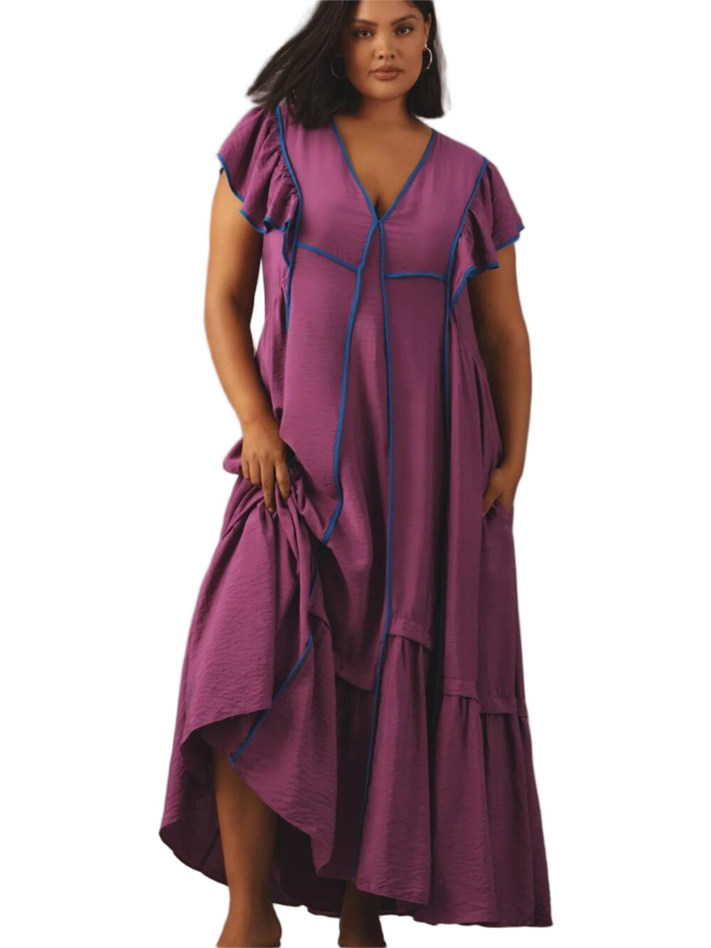 NWT BY ANTHROPOLOGIE PLUS Mimi Flutter-Sleeve Tipped Midi Dress Size 2X